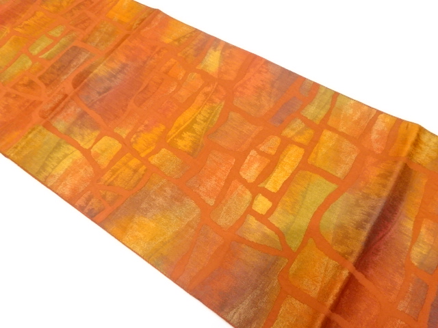 石畳模様織り出し　名古屋帯